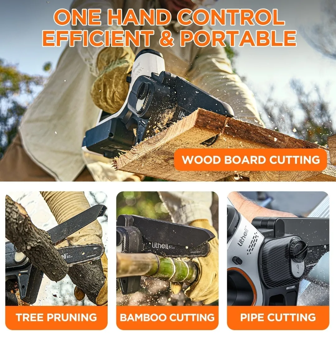 Litheli 20V 6" Mini Chainsaw – Brushless, Battery-Powered image indicator(7)
