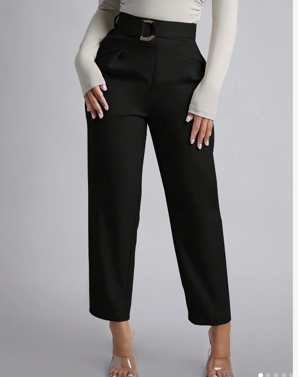 Black High-Waisted Paperbag Trousers