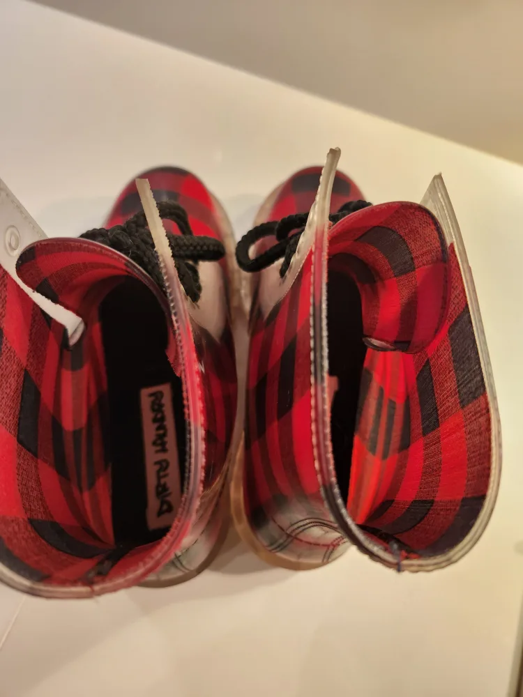 Red and Black Plaid Rain Boots image indicator(6)