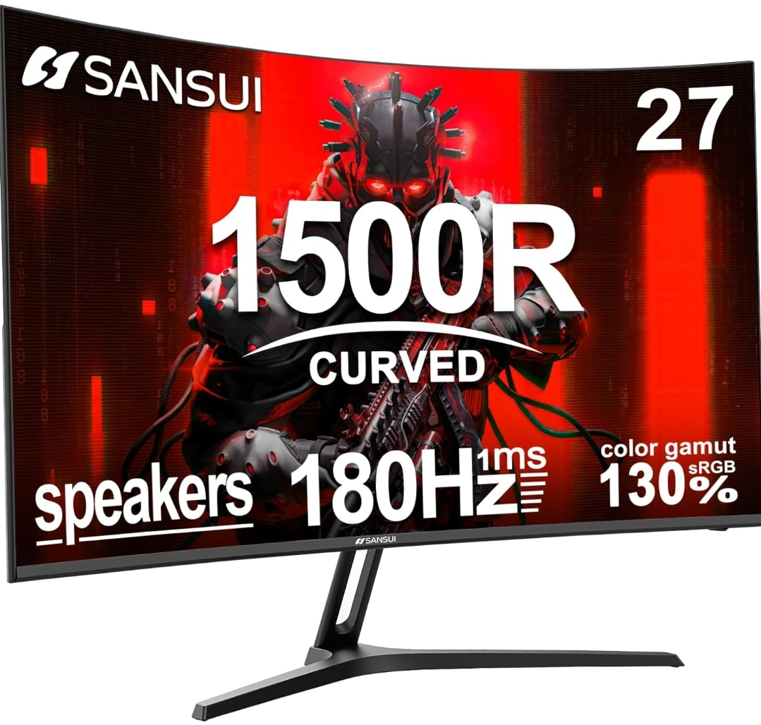 Sansui 27" 1500R Curved Gaming Monitor180Hz, 1ms Response Time