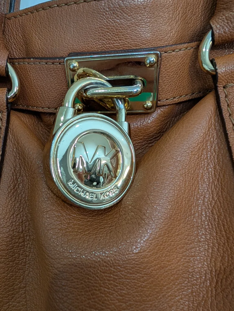 Michael Kors Hamilton Large Brown Leather Satchel image indicator(4)