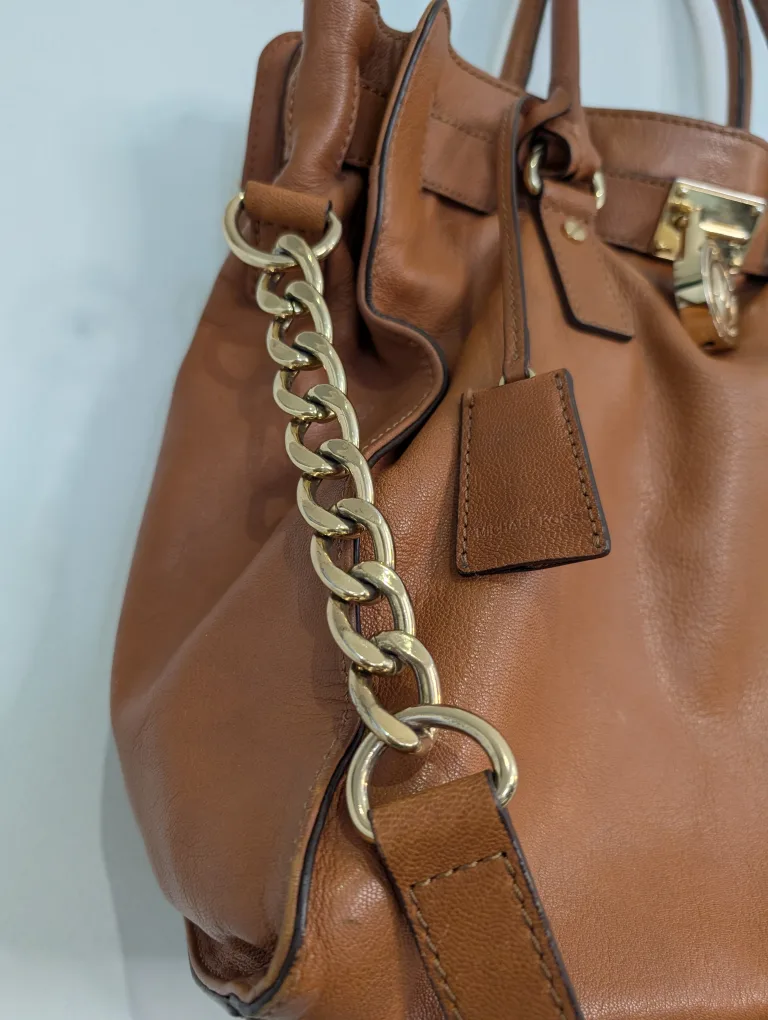 Michael Kors Hamilton Large Brown Leather Satchel image indicator(5)