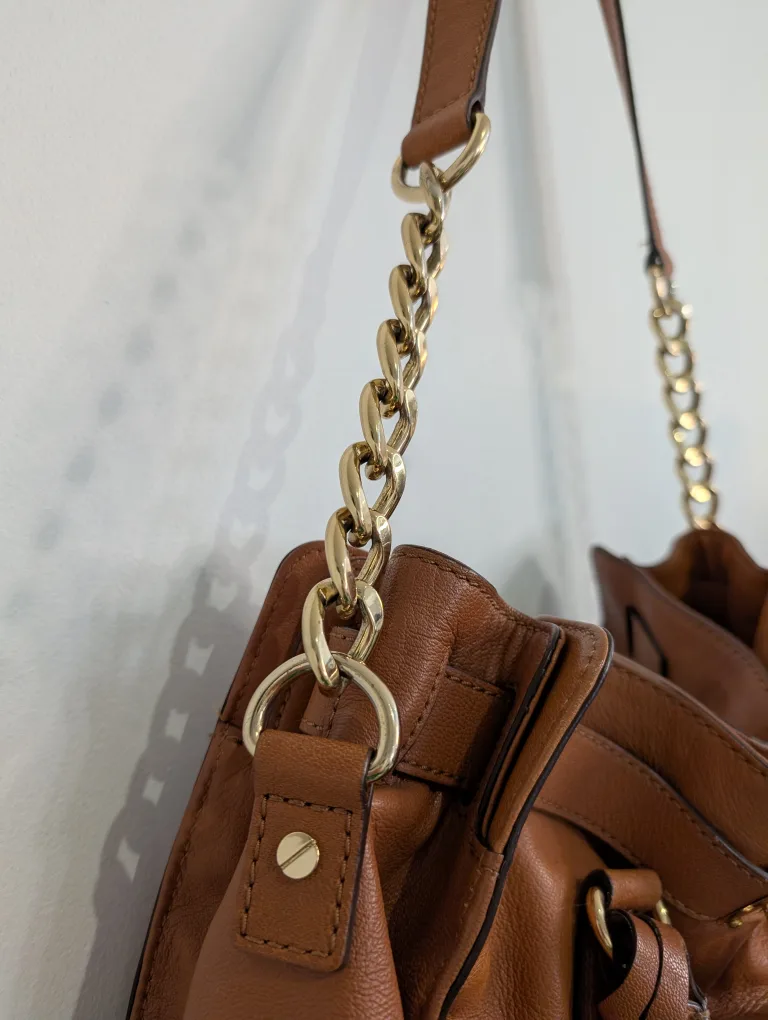 Michael Kors Hamilton Large Brown Leather Satchel image indicator(9)