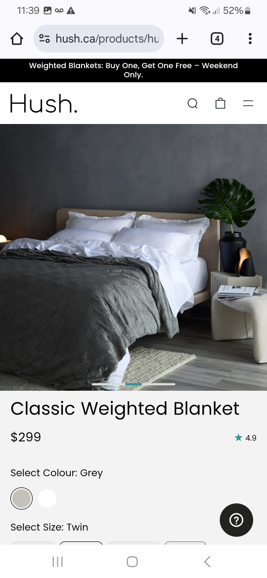 Hush Classic Weighted Blanket - Queen, 20lb ,Grey - photo 3