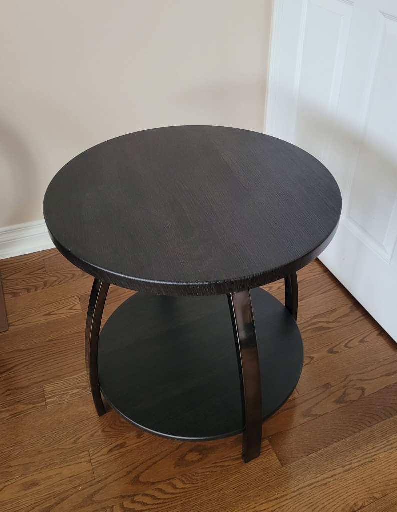 Round Two-Tiered Side Table with Metal Legs - photo 2