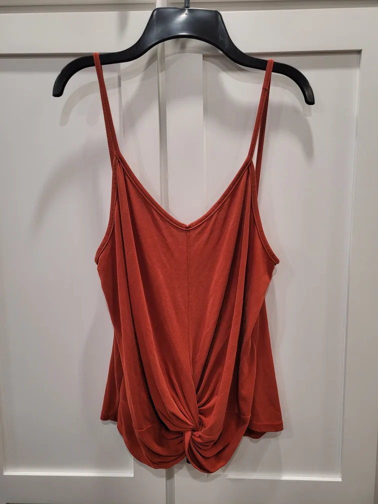Burnt Orange Knotted Tank Top thumbnail