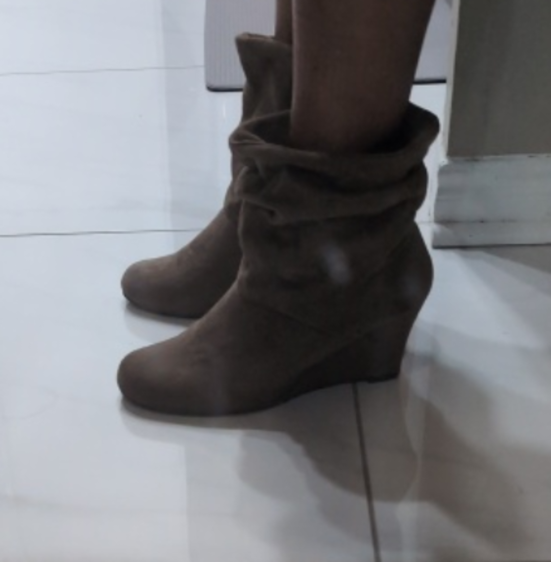 Brown Suede Wedge Booties