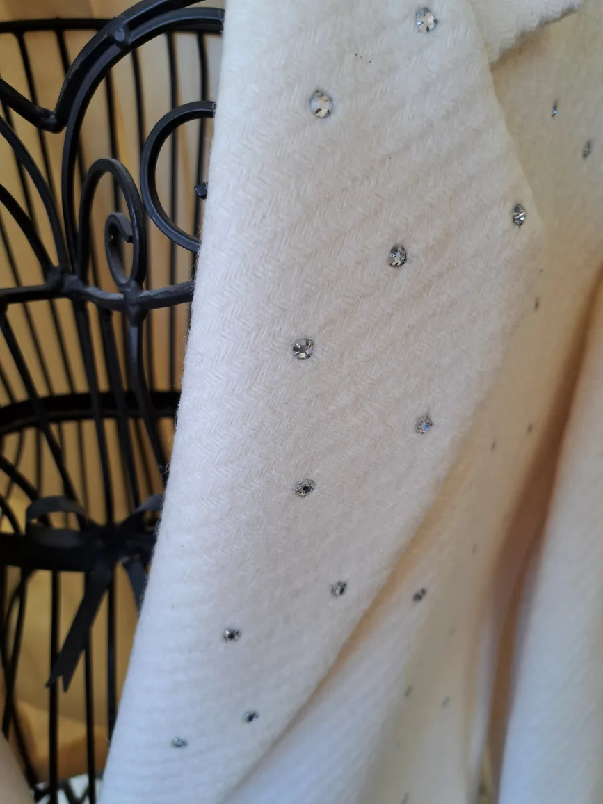 Vintage Cream Wool Blazer with Rhinestones image indicator(2)