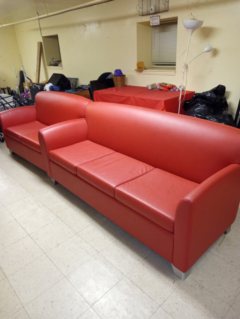 Red Leather Sofa Set