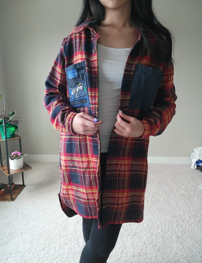 Red and Black Plaid Flannel Shirt Dress