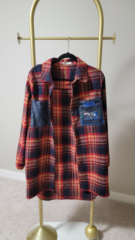 Red and Black Plaid Flannel Shirt Dress - photo 4