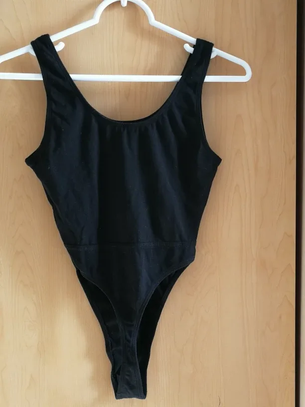 💃Black high leg leotard women S/M image indicator(2)