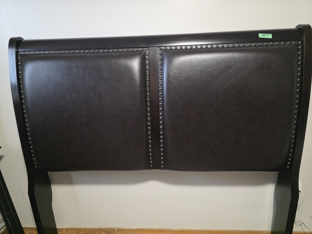 Dark Brown Leather Sleigh Bed Headboard - photo 3