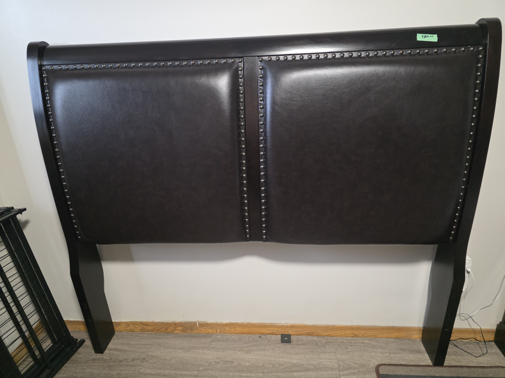 Dark Brown Leather Sleigh Bed Headboard - photo 5
