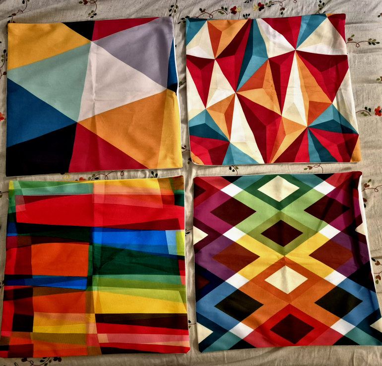 Set of Four Geometric Throw Pillow Covers