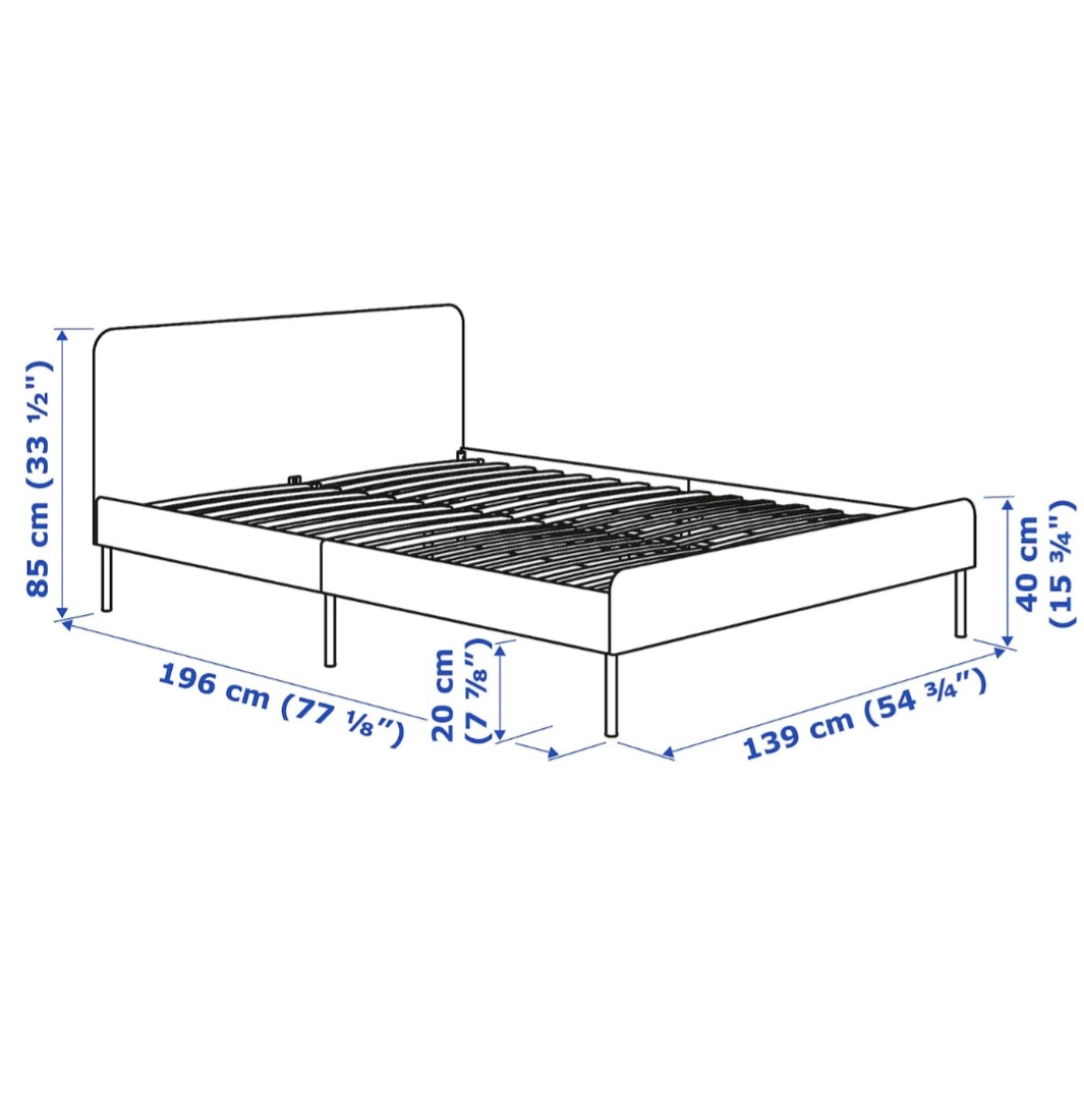 Full Size Grey Fabric Bed Frame with Slatted Base - photo 3