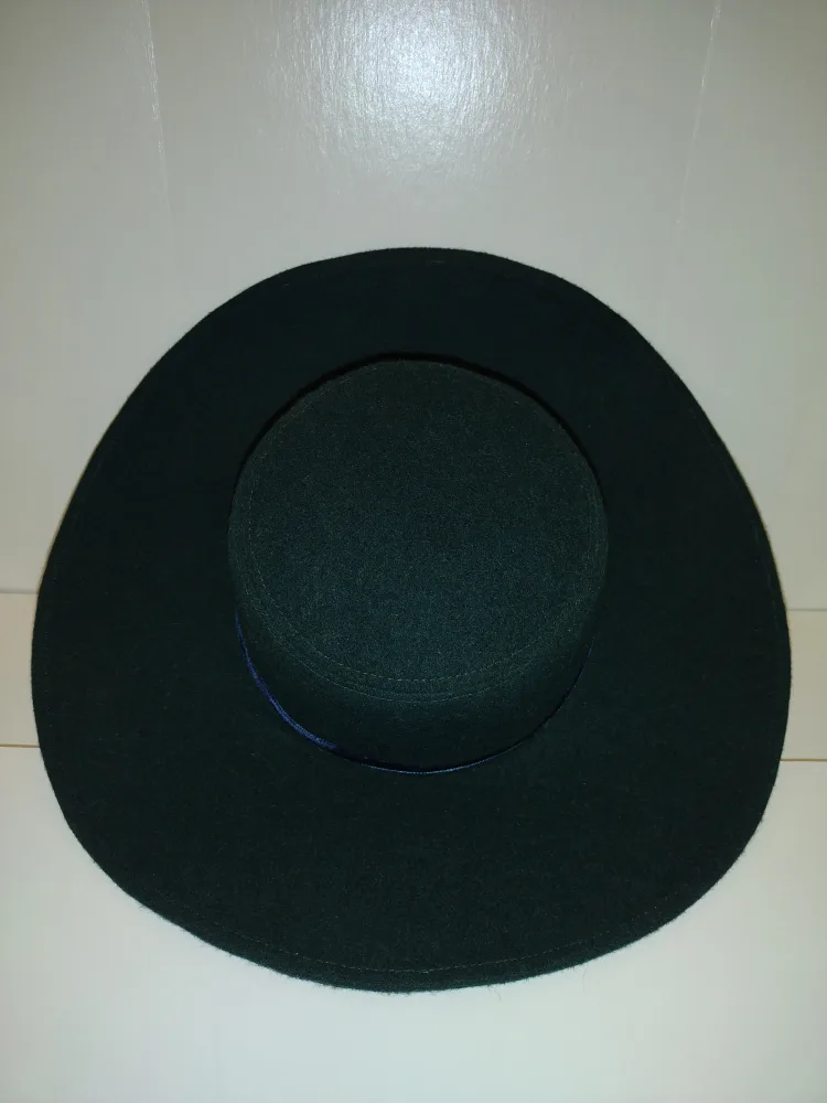 Dark green wool wide-brim hat image indicator(2)