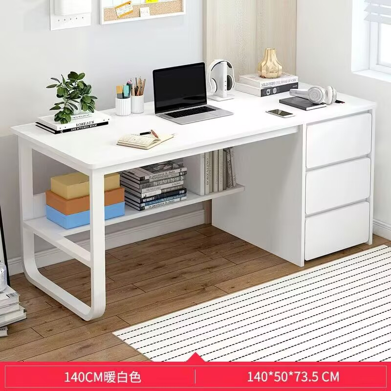 140cm Computer Desk with Drawers and Shelf - photo 2