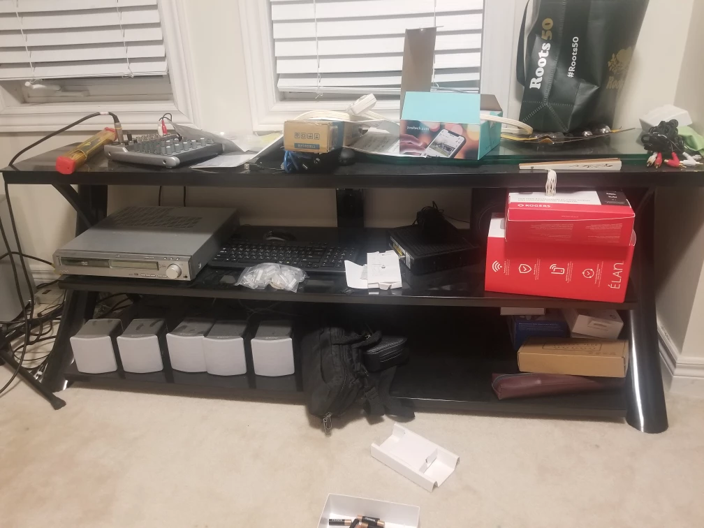 Black Glass TV Stand with Shelving