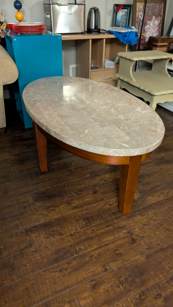 Oval Marble Top Coffee Table