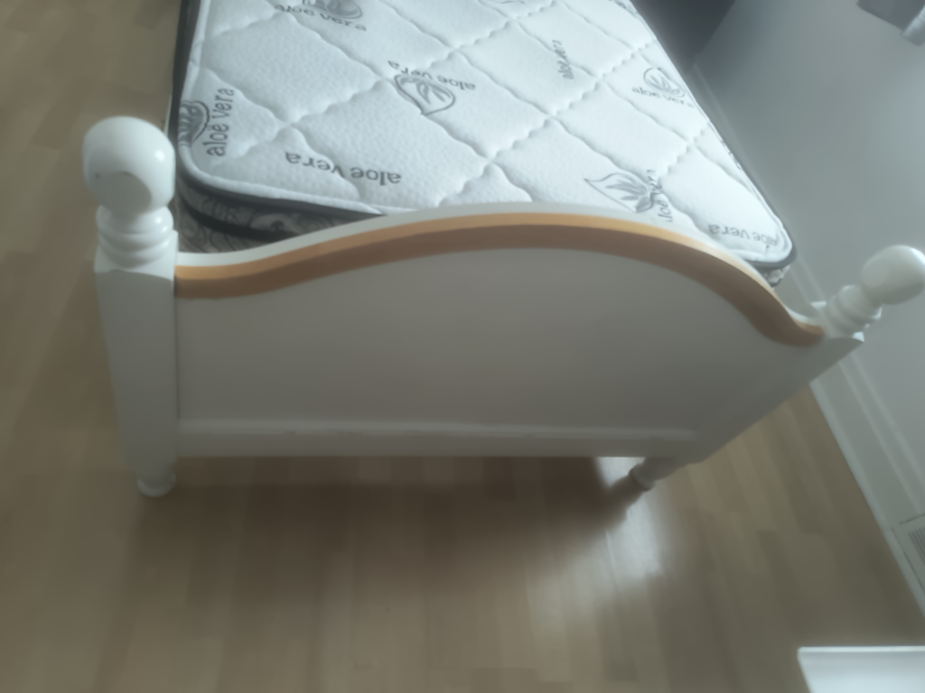 White Twin Bed Frame with Two Drawers and Mattress - photo 2