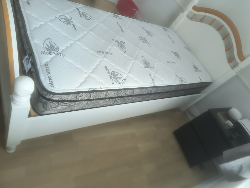 White Twin Bed Frame with Two Drawers and Mattress - photo 3