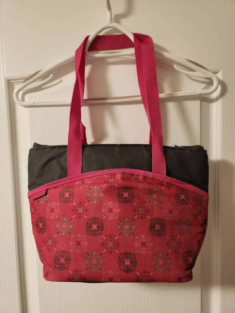 Pink and Black Insulated Tote Bag
