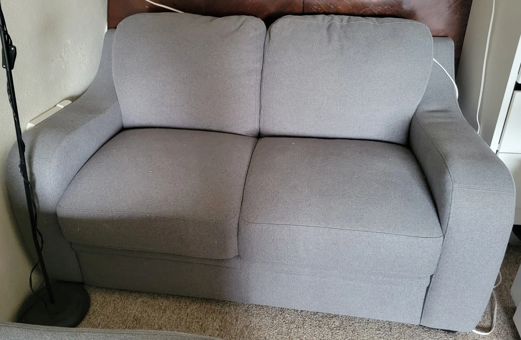 Grey Fabric Loveseat and Sofa Set