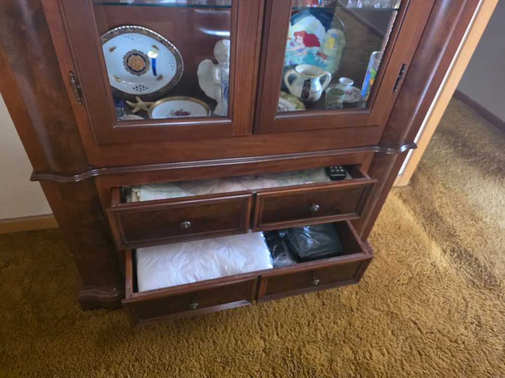 Dark Wood Curio Cabinet with Four Drawers image indicator(2)