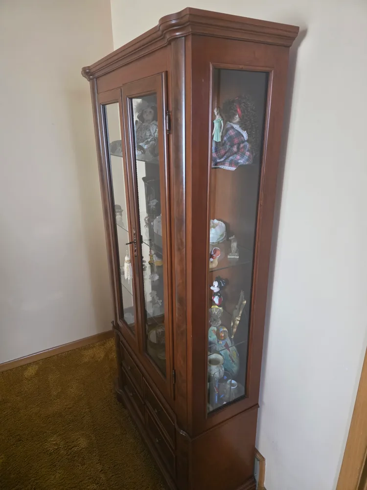 Dark Wood Curio Cabinet with Four Drawers image indicator(5)