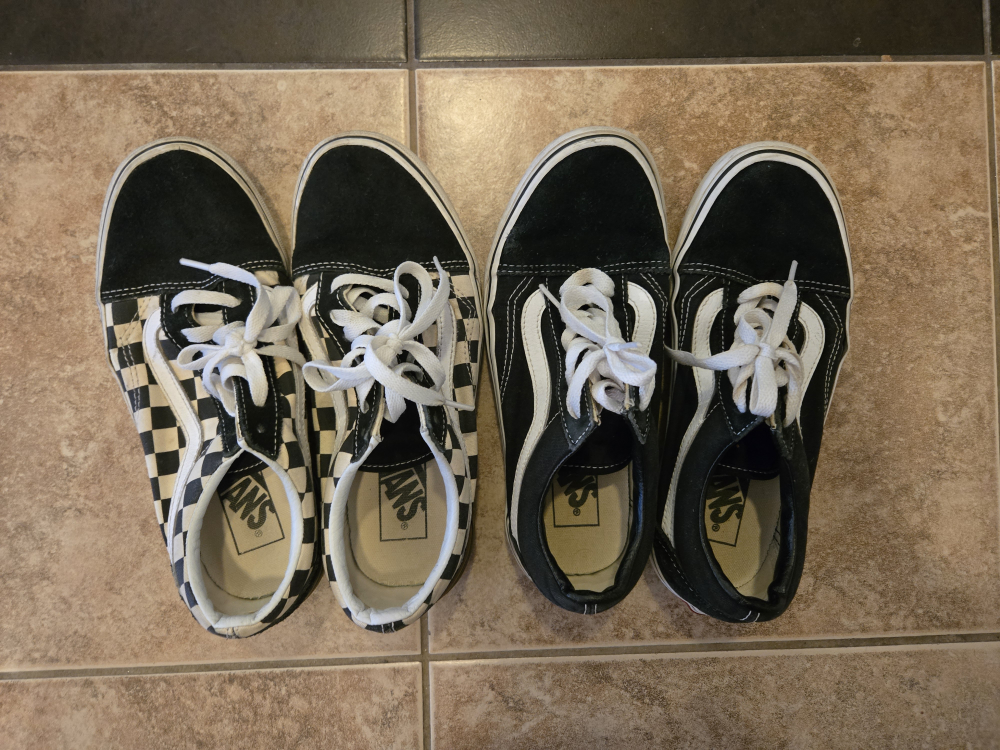 Size 6.5 Old Skool Checkerboard and Classic Black Sneakers