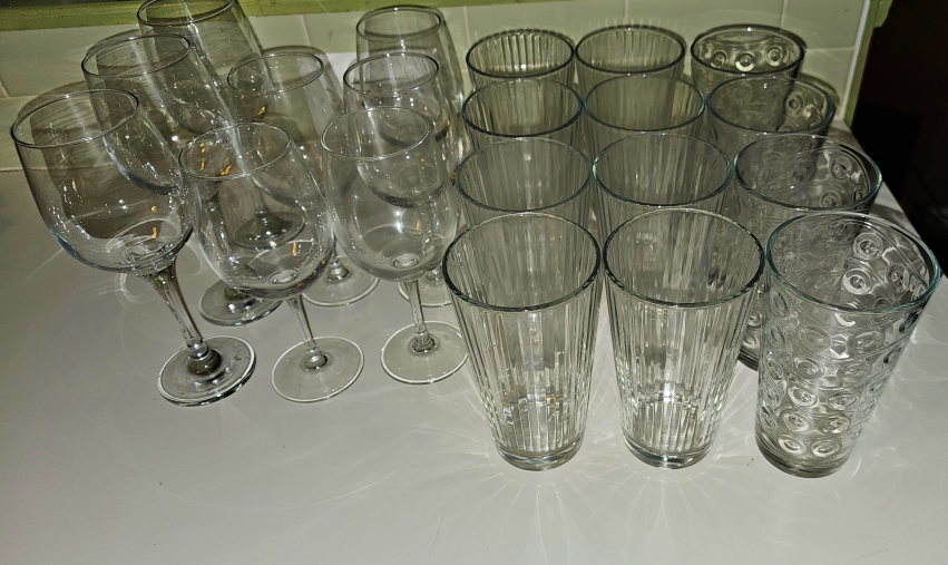 Wine glasses and Glass cups
