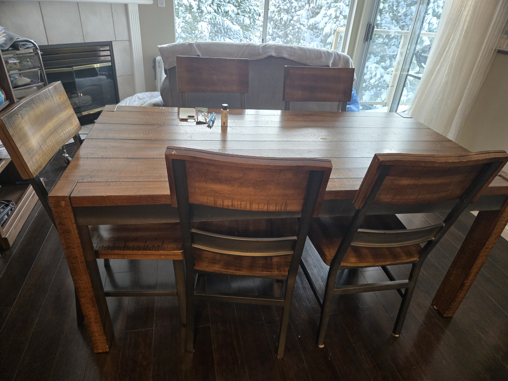 5-Piece Farmhouse Dining Set , shelves