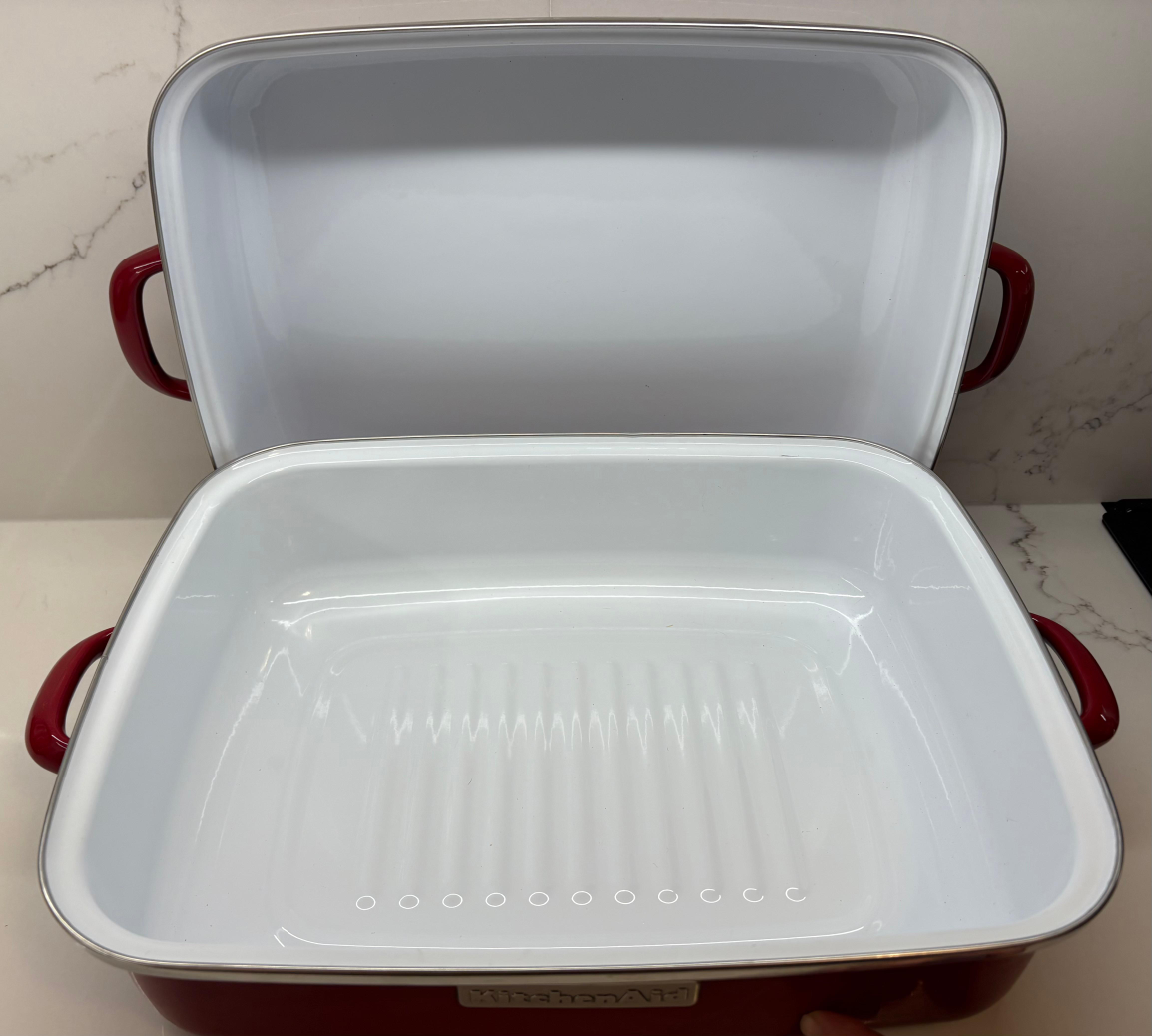 KitchenAid Red Enamel Roasting Pan. Red RARE - photo 4