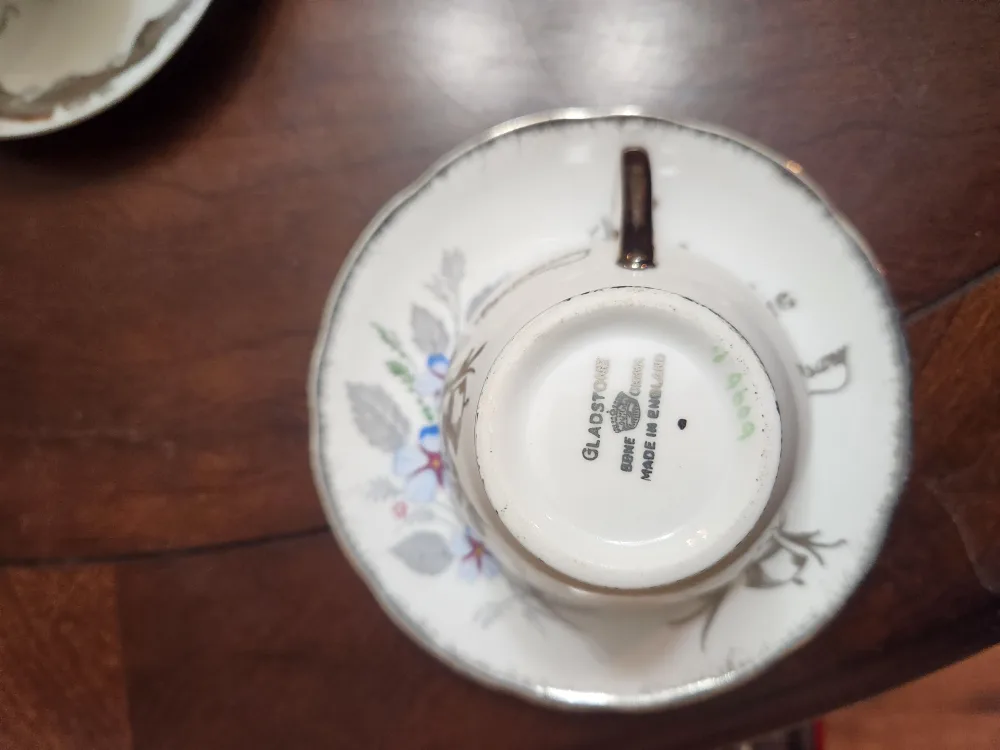 Vintage Queen Anne Silver Lace Teacup and Saucer image indicator(9)