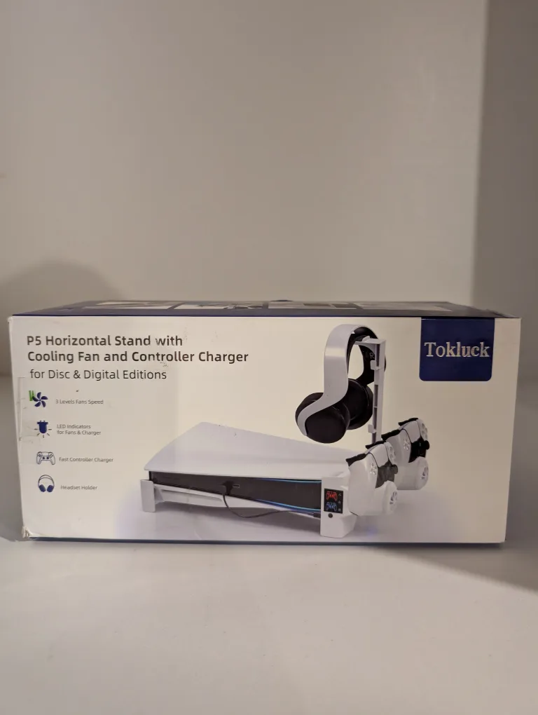 PS5 Horizontal Stand with Cooling Fan and Controller Charger image indicator(4)