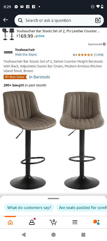 Set of 2 Youhauchair Adjustable Bar Stools
