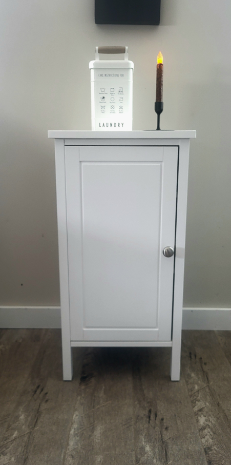 White Storage Cabinet with Two Shelves