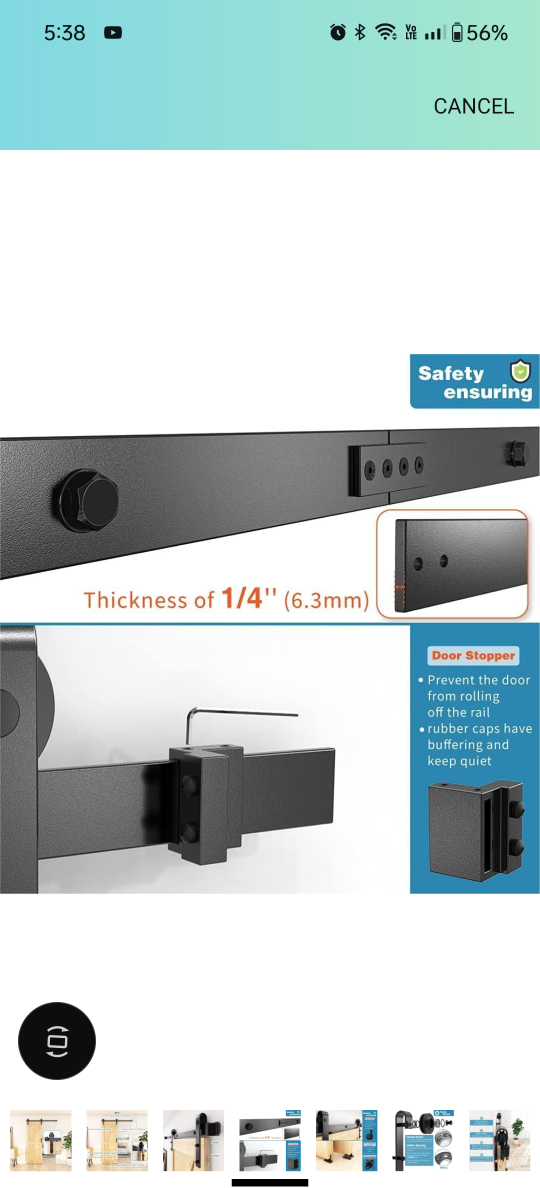 5FT Black Barn Door Hardware Kit with Soft Close - photo 4