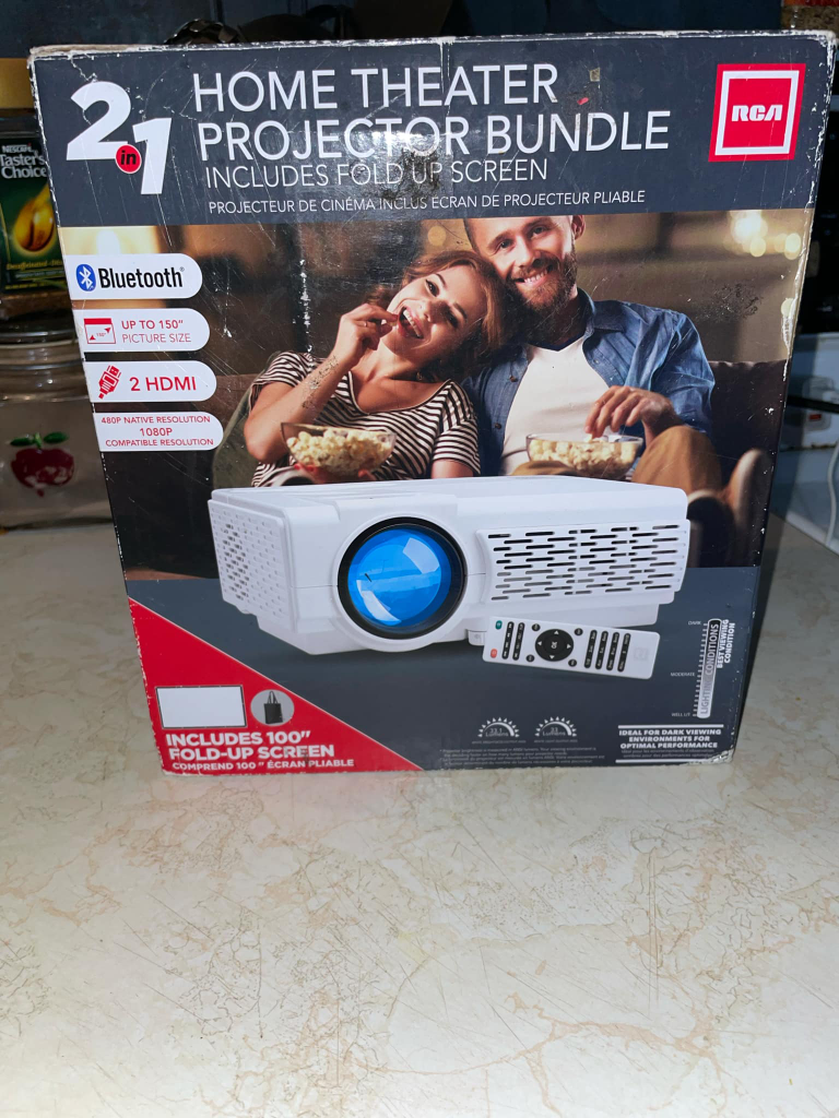 RCA 21" Home Theater Projector Bundle with Fold Up Screen