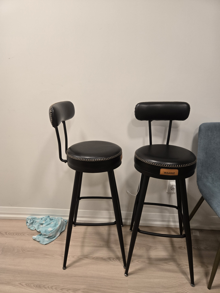 Pair of VASAGLE Black Bar Stools - photo 2