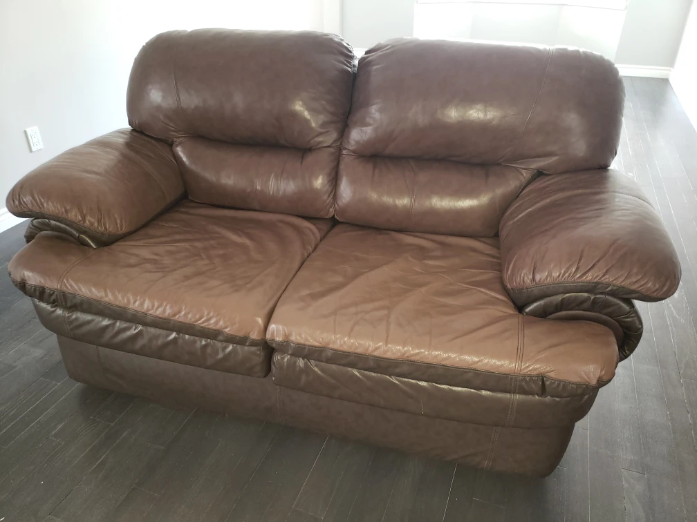 Brown Leather Sofa Set - Loveseat, Sofa, and Chair - photo 3