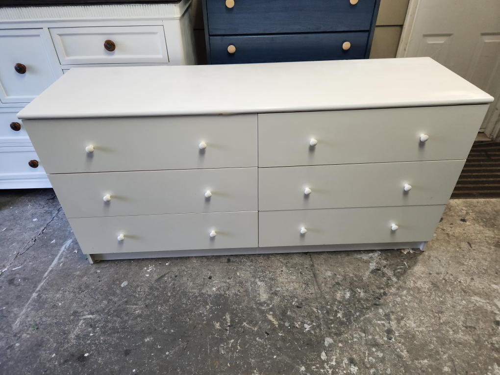 White Six-Drawer Dresser