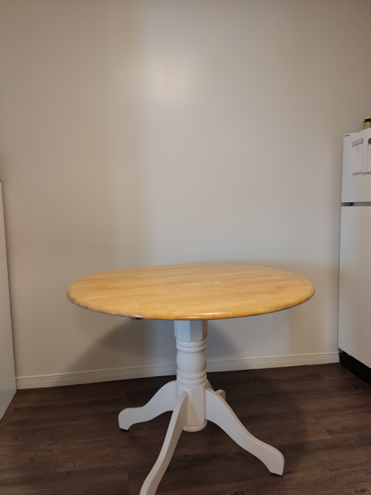 Round Wooden Drop-Leaf Table