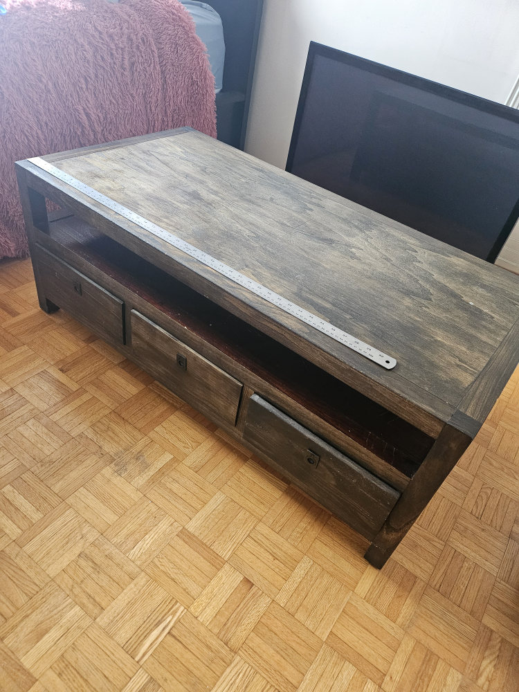 Dark Brown Wooden Coffee Table with Three Drawers