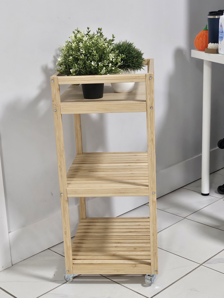 Bamboo 3-Tier Rolling Cart - photo 3