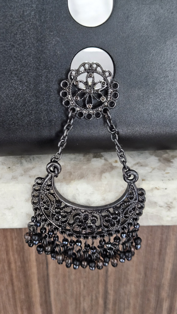 Black Beaded Drop Earrings - photo 2