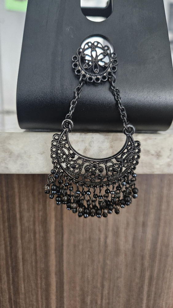 Black Beaded Drop Earrings - photo 3