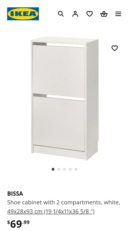 IKEA BISSA Shoe Cabinet - White - photo 4