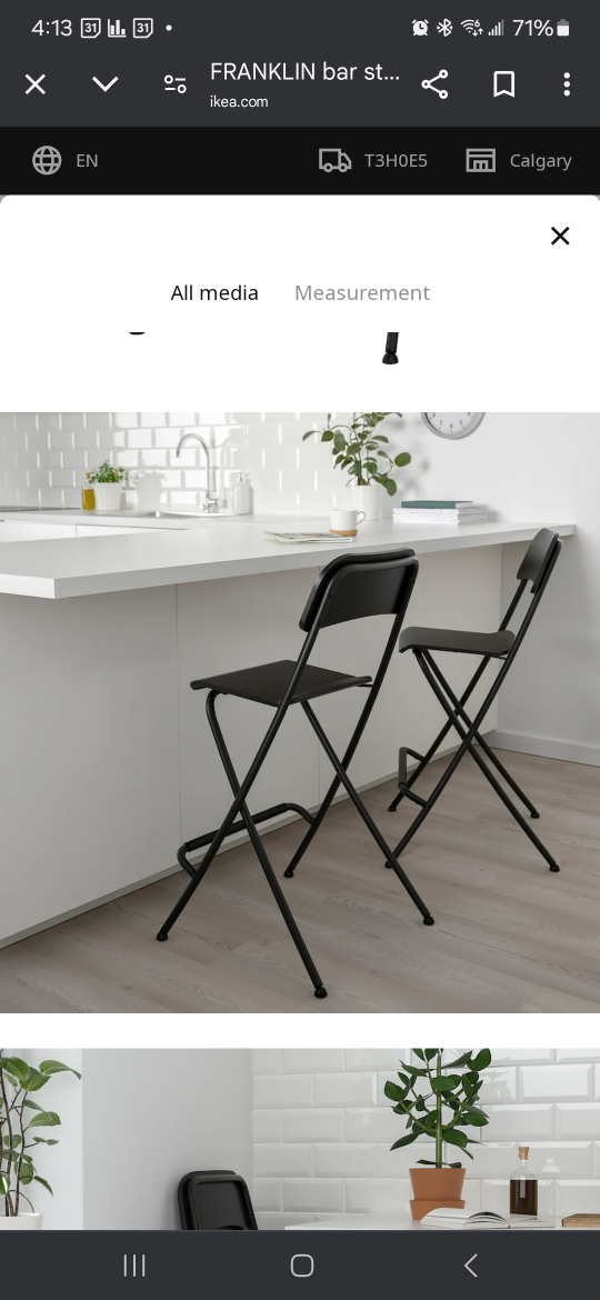 IKEA FRANKLIN Black Bar Stools - Set of Two